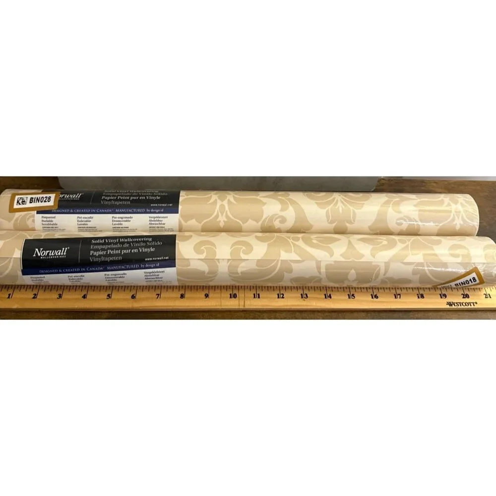 NEW Norwall Stripes Damasks Wallpaper DS29713 Beige lot of 2 rolls Luxury
